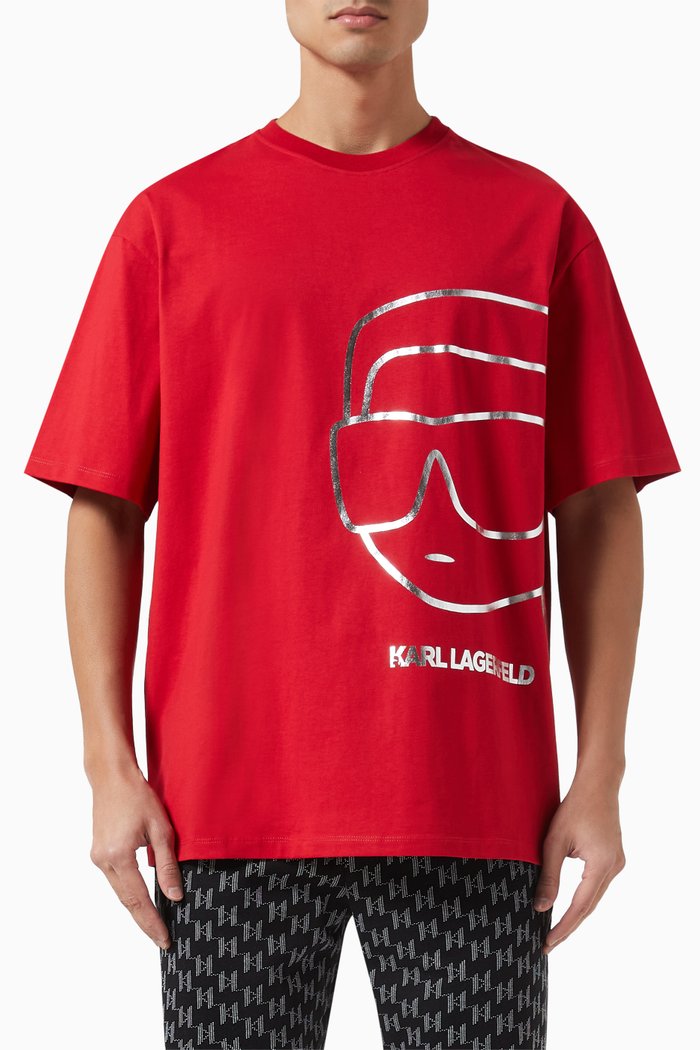 

Ikonik 2 Outline T-Shirt in Organic Cotton, Red