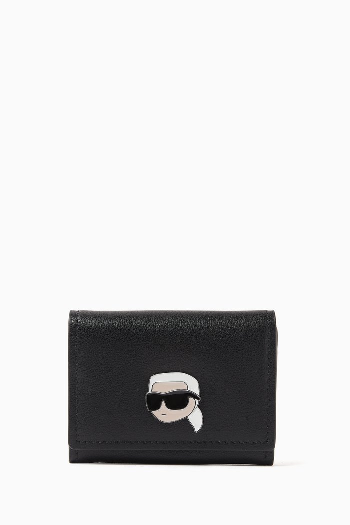 

Small K/Ikonik Wallet in Leather, Black