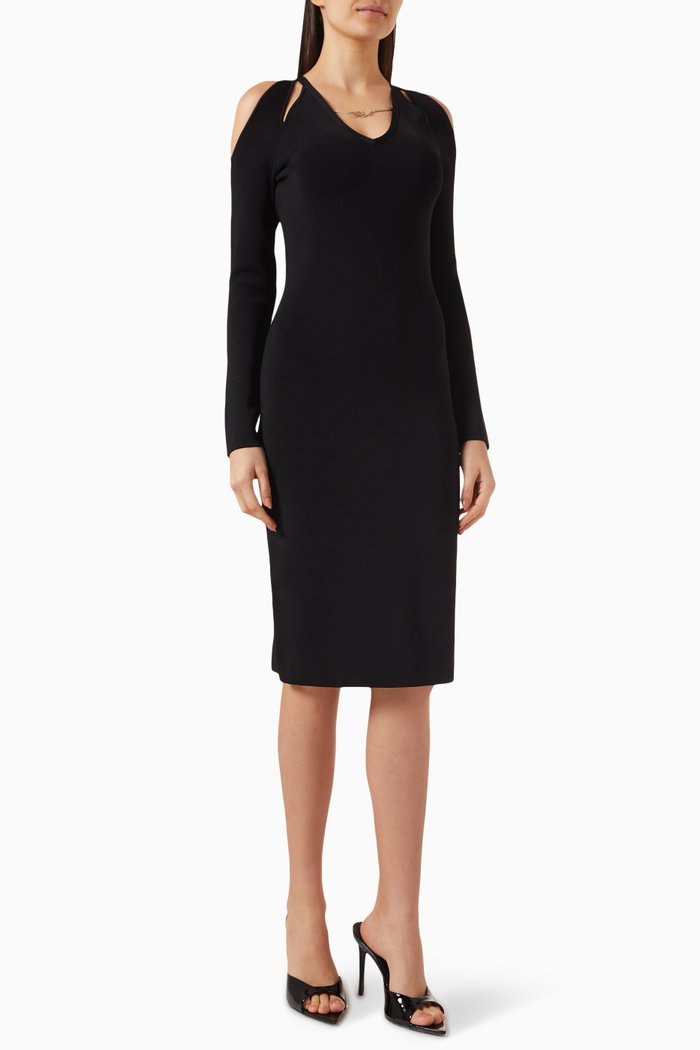 

Chain-link Cut-out Dress in Viscose-blend, Black