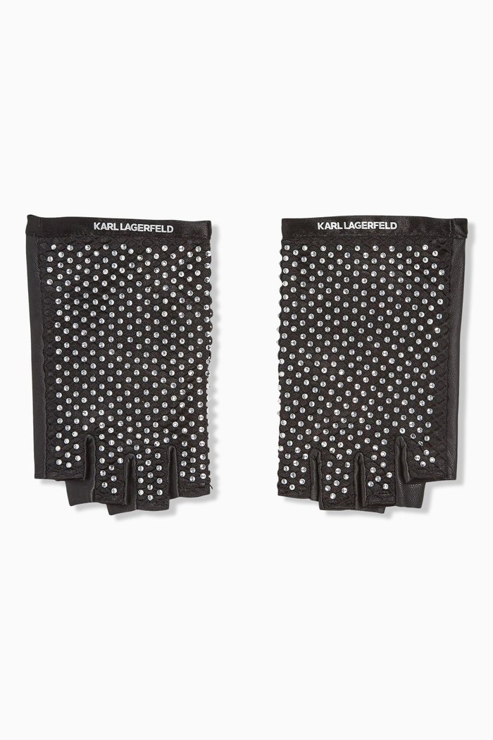 

K/Evening Crystal-Embellished Gloves in Goatskin, Black