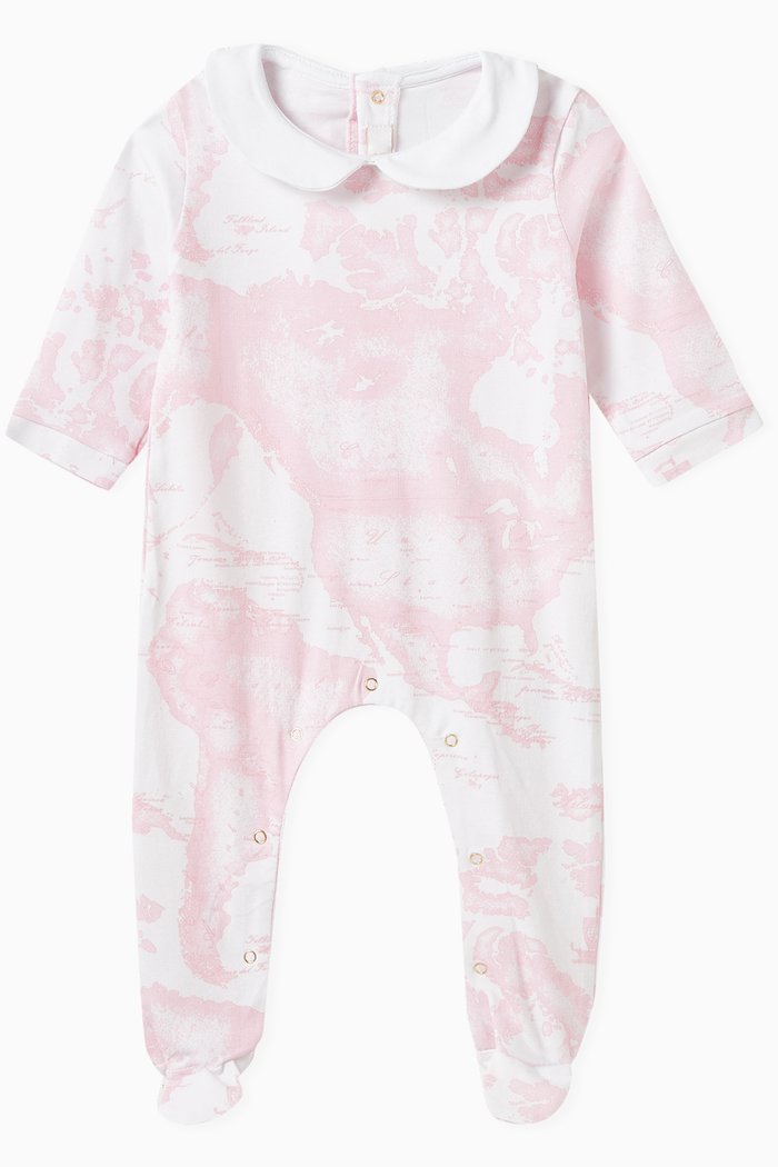 

Geo Map Romper in Stretch Cotton, Pink