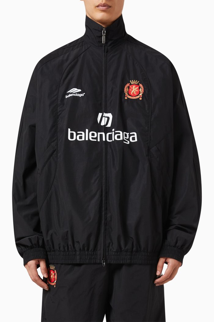 

Paris Soccer Tracksuit Jacket in Cotton, Black