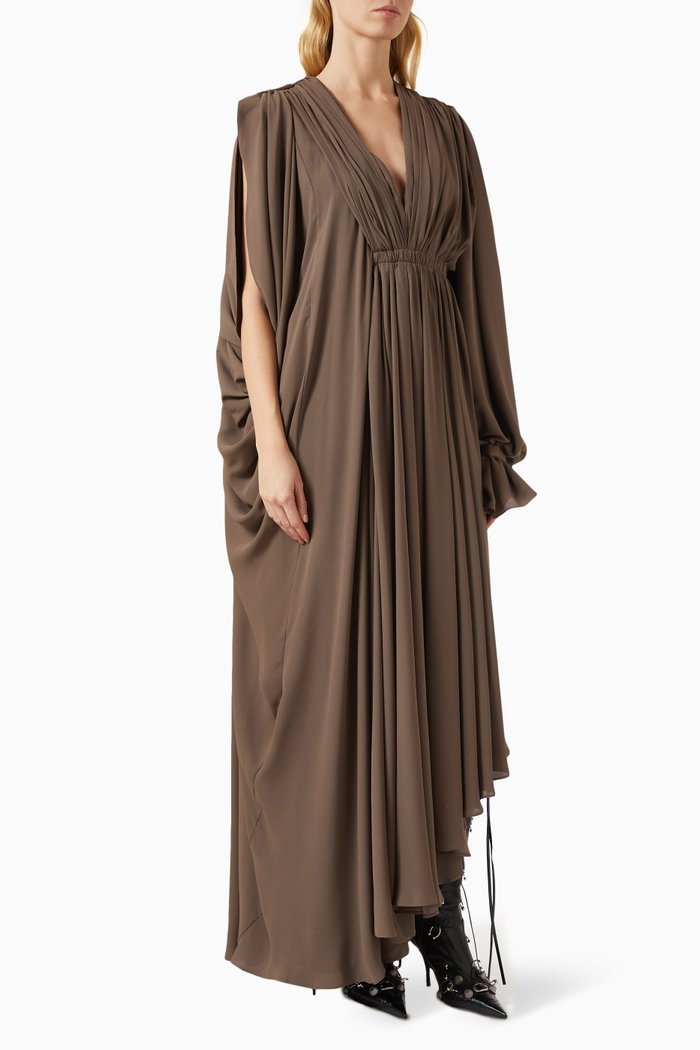 

All In Maxi Dress in Technical Crepe, Brown