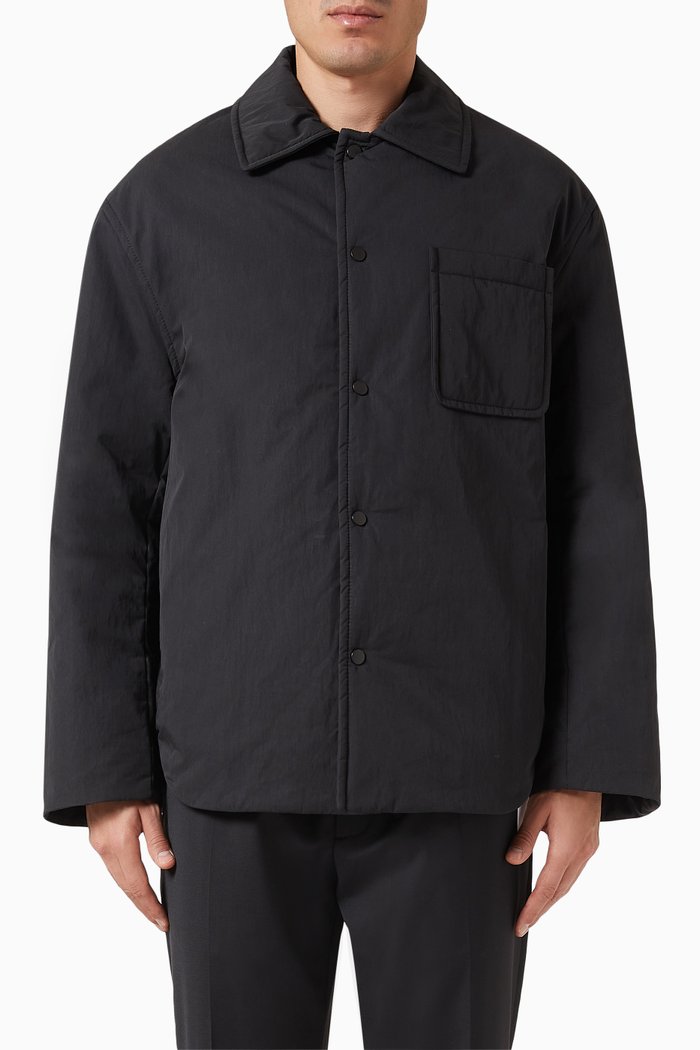 

Padded Overshirt in Cotton-blend, Black
