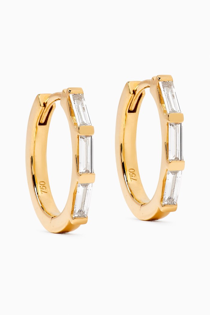 

Baguette Diamond Hoop Earrings in 18kt Gold, White