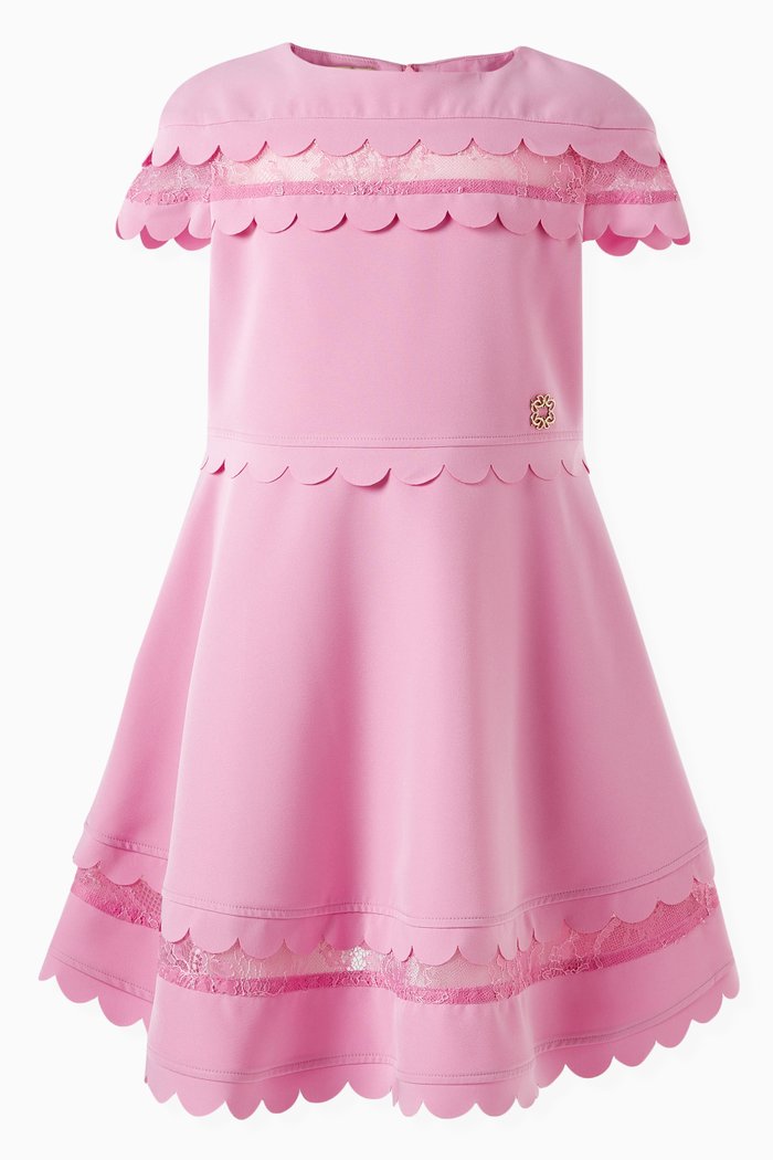 

Scalloped Dress in Crepe, Pink