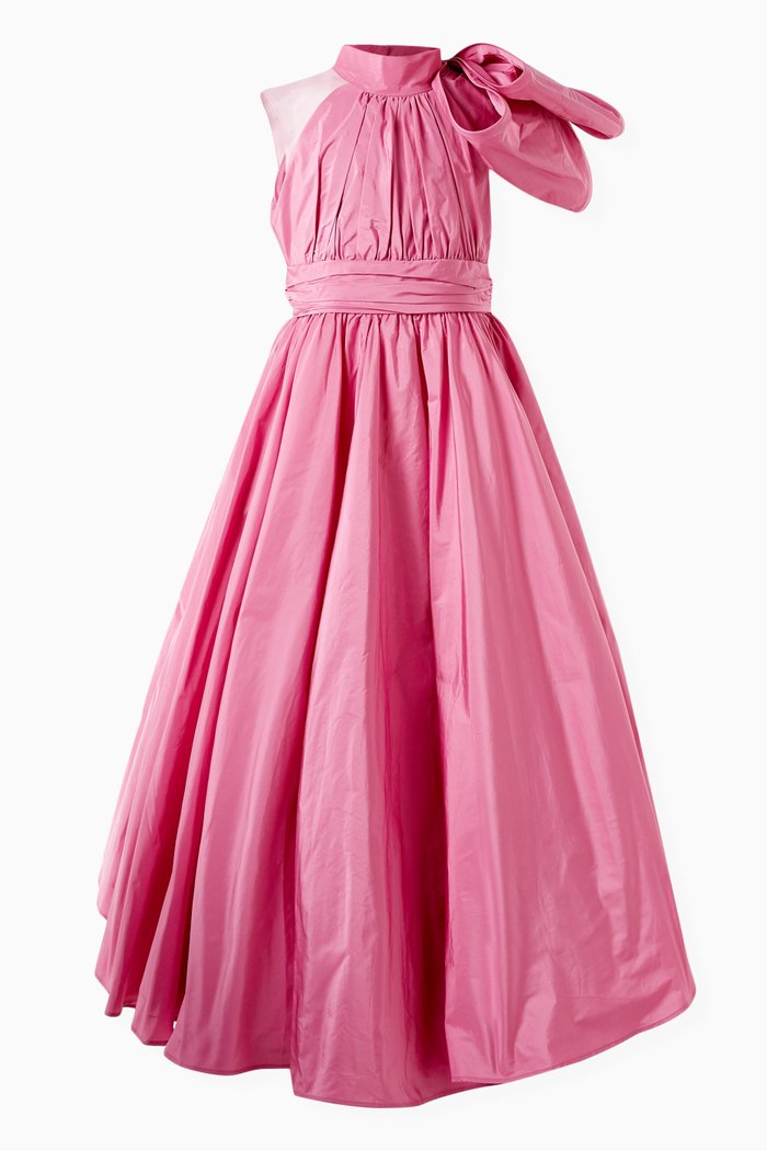 

Bow-embellished Gown in Taffeta, Pink