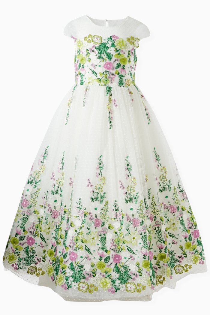 

Floral Gown in Plumetis, Multicolour