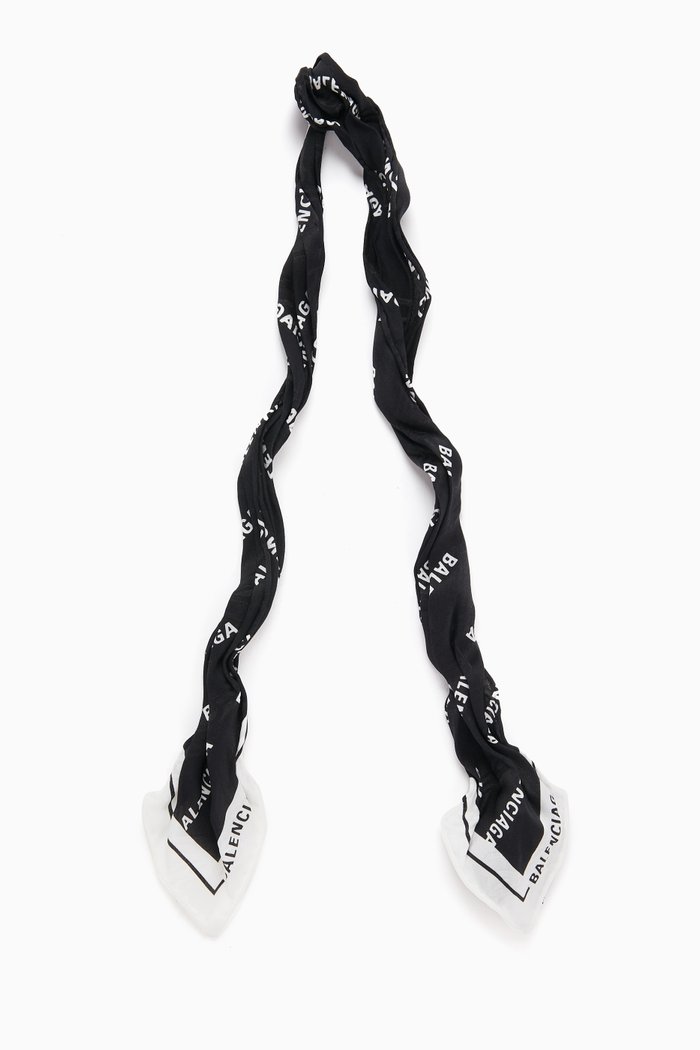 

All-over Logo Cropped Scarf in Silk Jacquard, Black