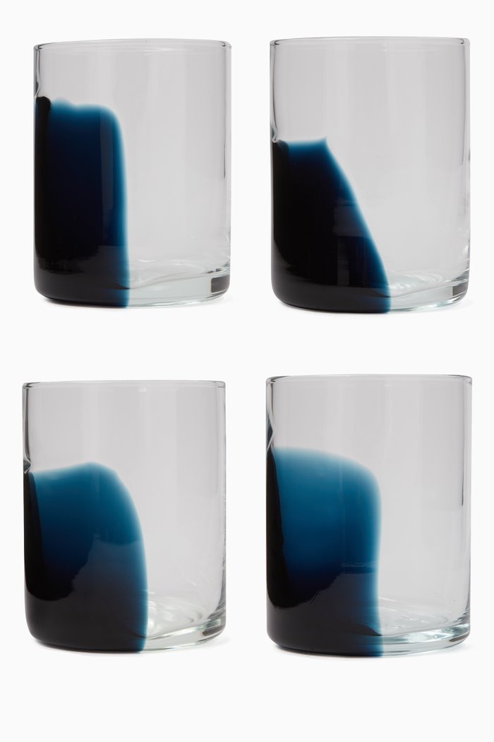

Wide Stripe Tumbler in Glass, Set of 4, Blue