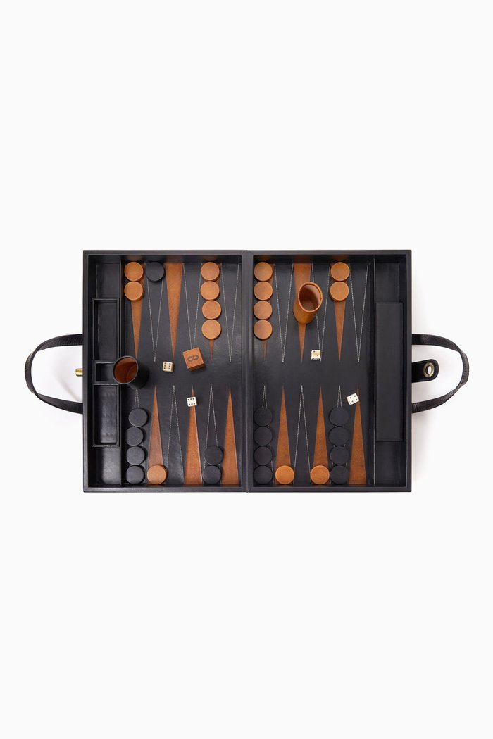 

Backgammon Set in Wood & Leather, Black