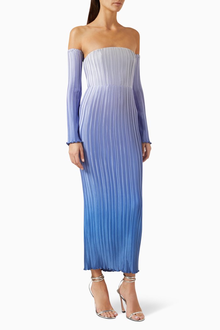 

Gatsby Midi Gown in Sirene Pleat, Blue