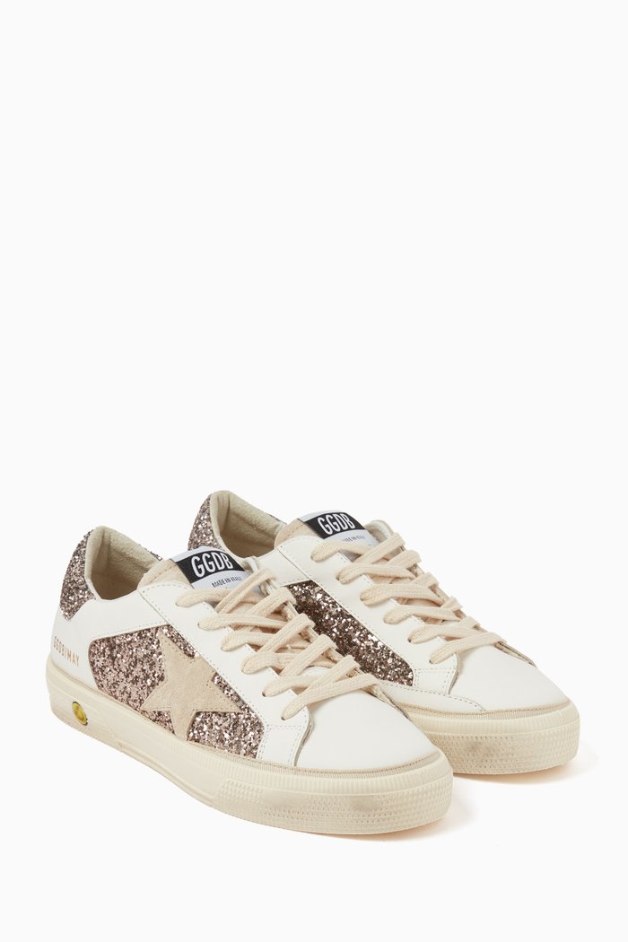 

May Sneakers in Glitter & Leather, White