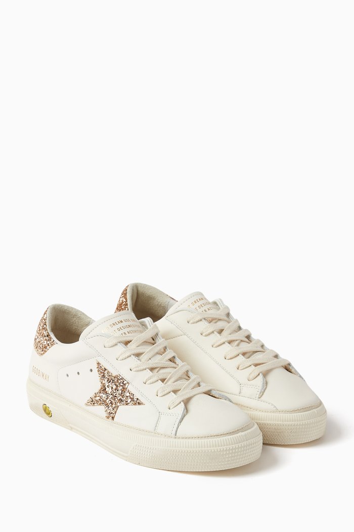

May Glitter Sneakers in Nappa Leather & Glitter, White