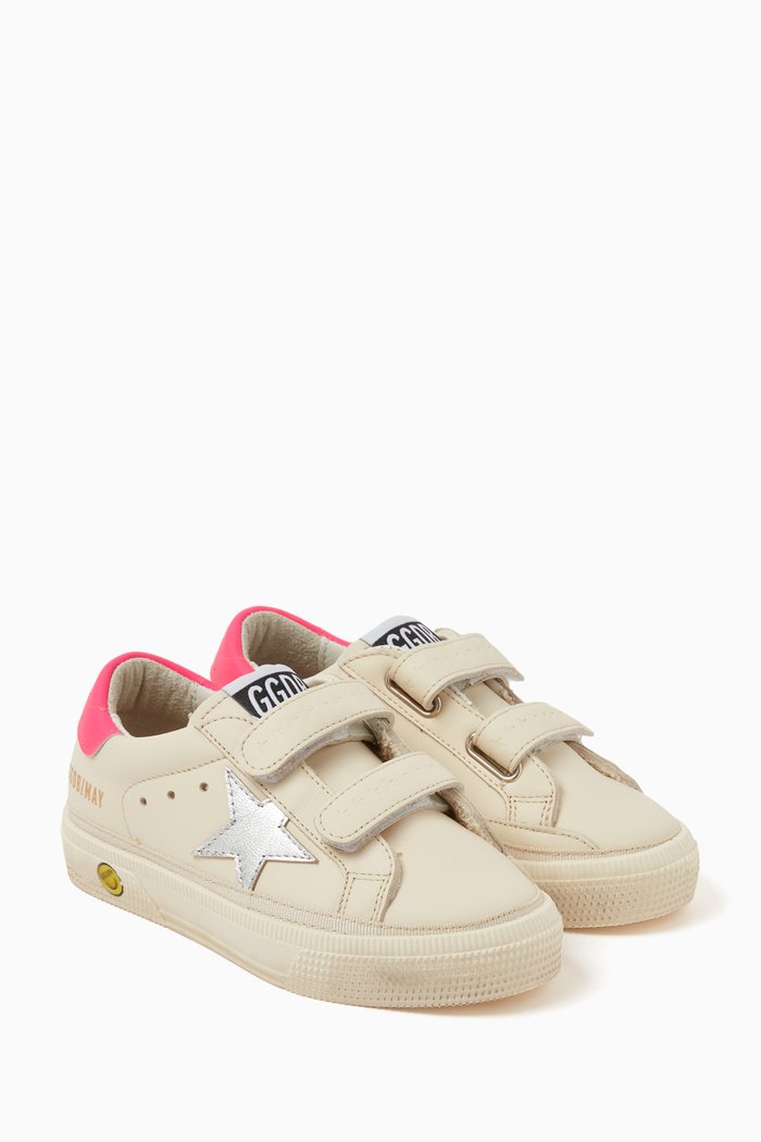 May School Sneakers in Leather, Neutral