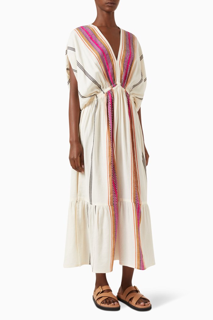

Leila Plunge Dress in Cotton, Multicolour