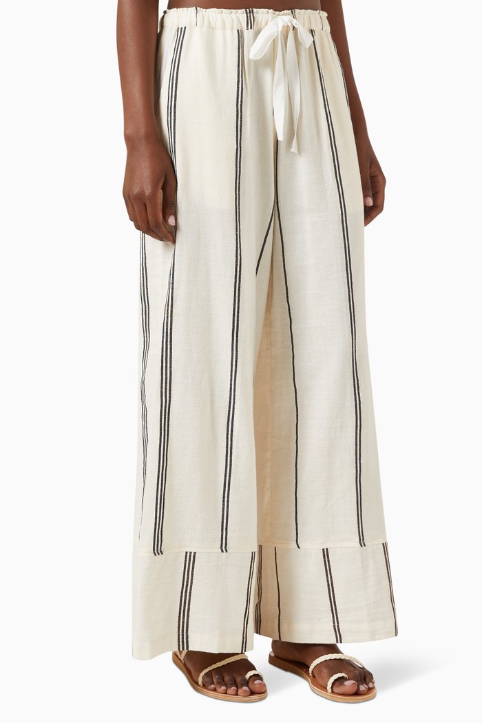 

Desta Wide-Leg Pants in Cotton, Multicolour