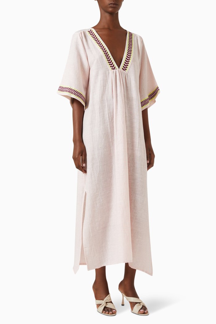 

Edna V-neck Dress in Cotton, Pink