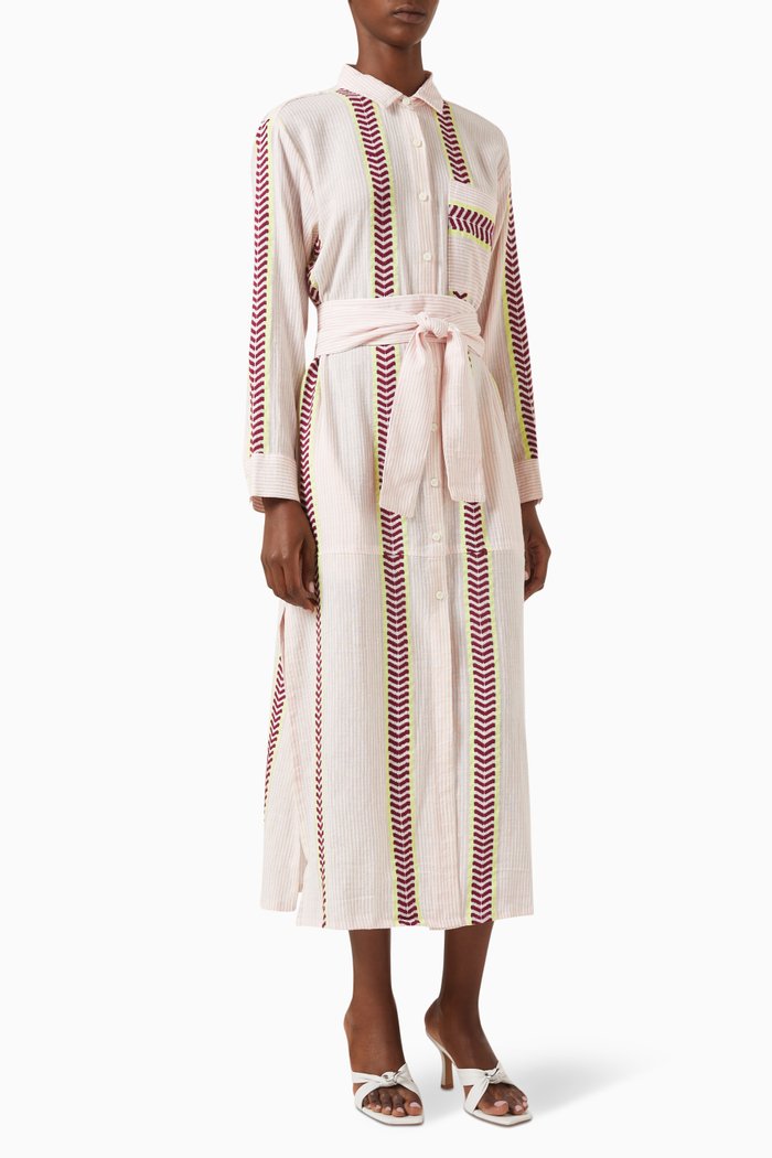 

Anata Maxi Shirt Dress in Cotton, Pink