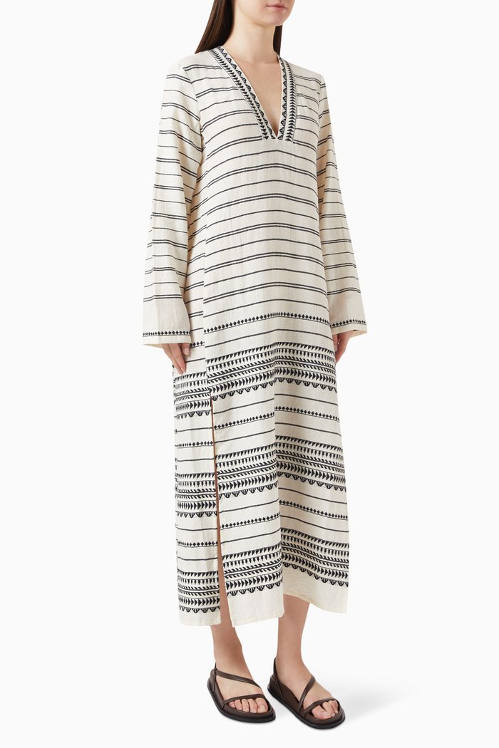 

Theodora Column Maxi Dress in Cotton, Multicolour