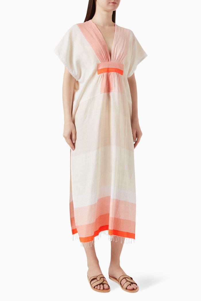 

Gasira V-neck Kaftan in Cotton-blend, Multicolour