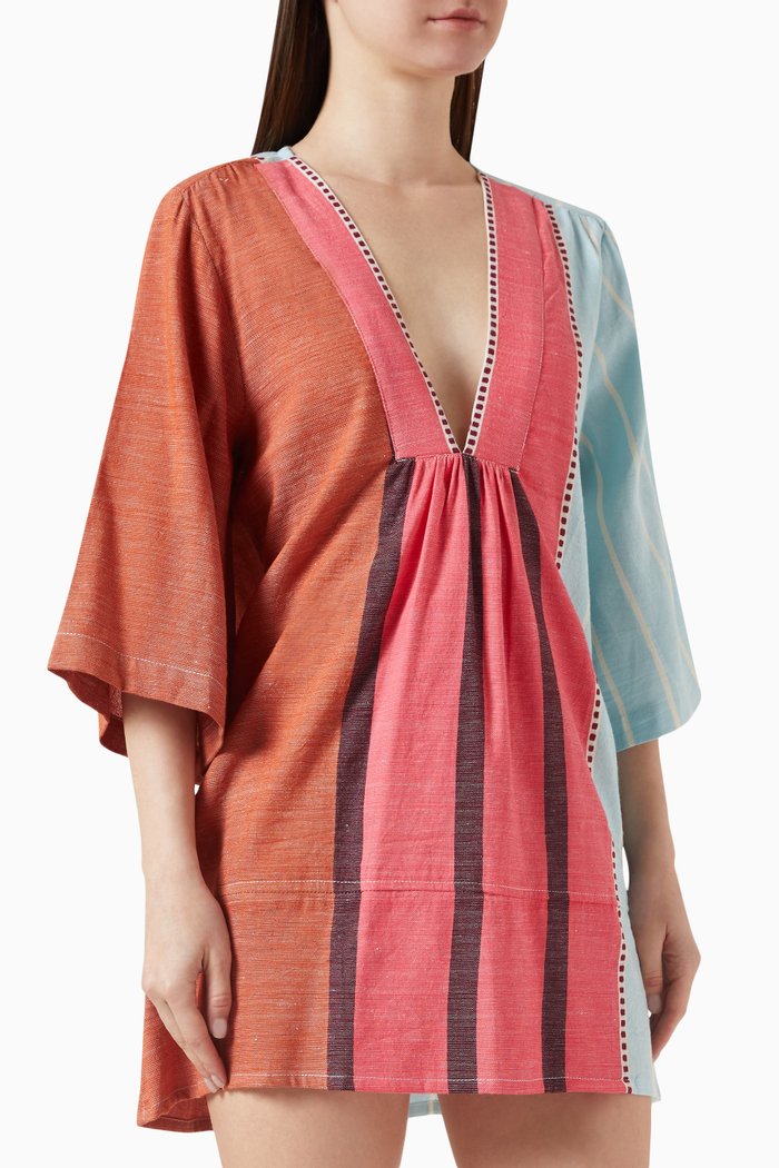 

Belkis V-neck Kaftan in Cotton-blend, Multicolour