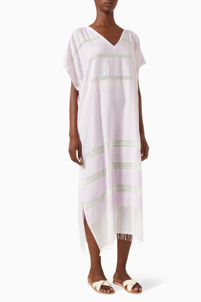 

Dalila V-neck Caftan in Cotton, Pink