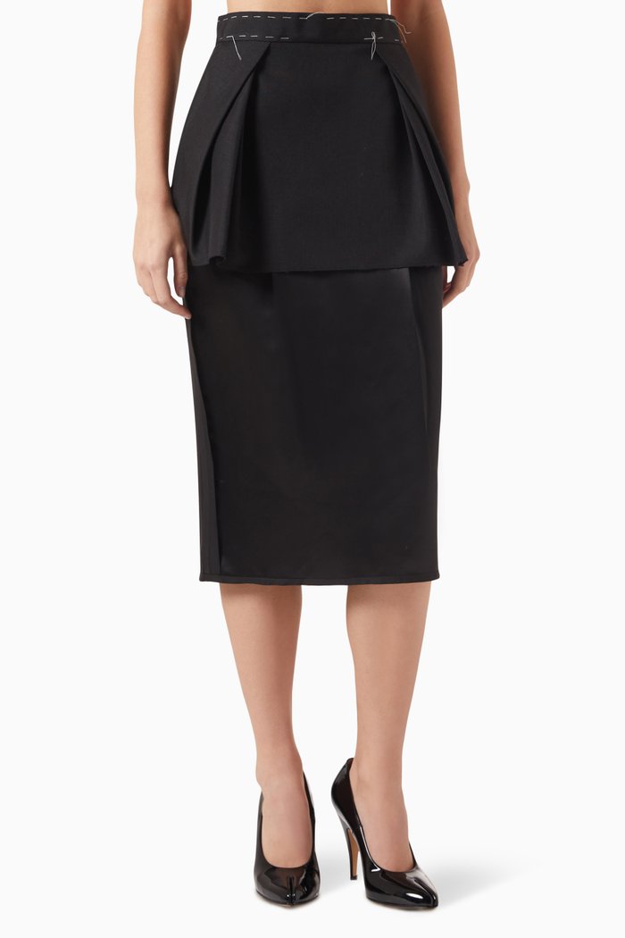 

Work-in-progress Midi Skirt in Cordura & Silk, Black