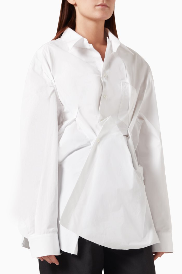 

Oversized Twisted Shirt in Cotton Poplin, White