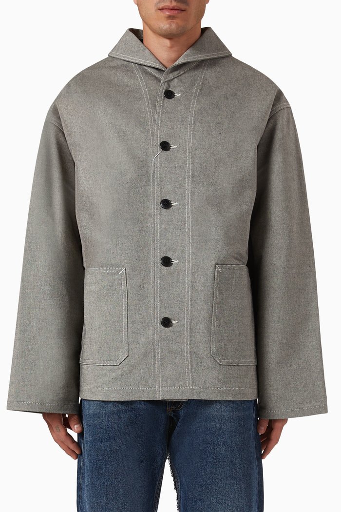 

Button Jacket in Broken Twill, Neutral