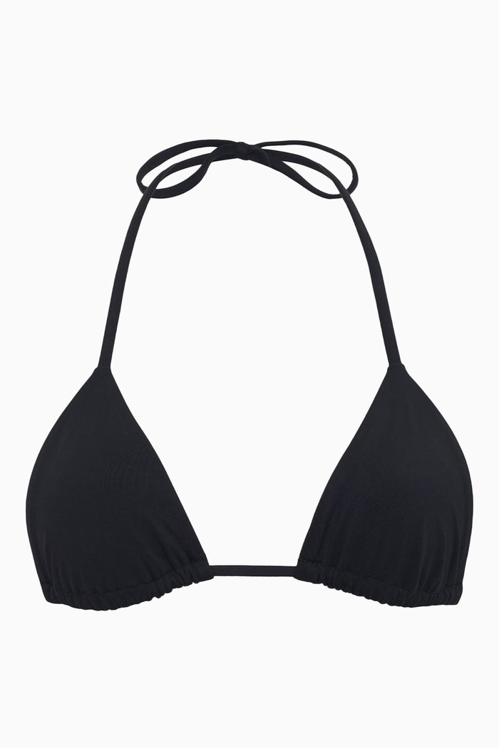 

Nick String Triangle Bikini Top in Stretch Nylon, Black
