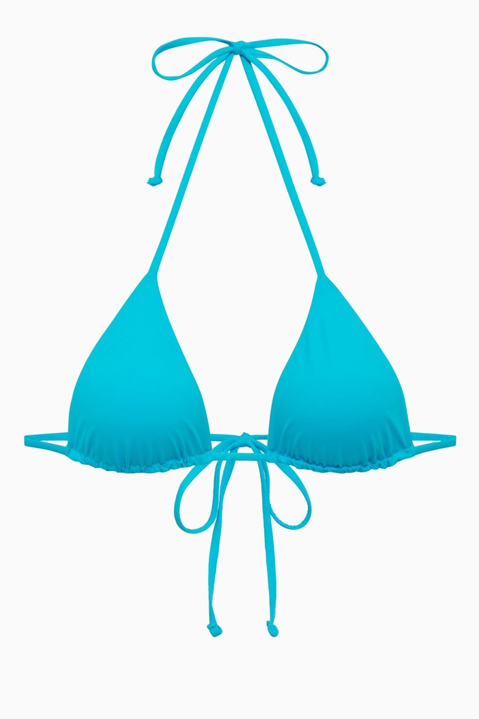 

Nick String Triangle Bikini Top in Stretch Nylon, Blue