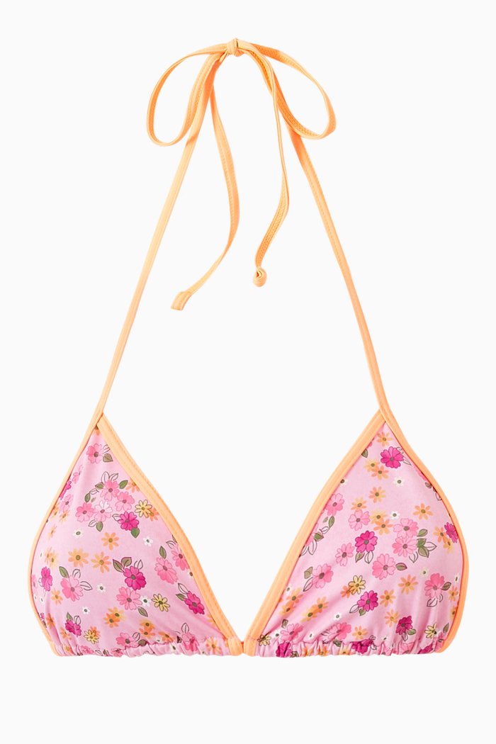 

Nick String Triangle Bikini Top in Stretch Nylon, Pink