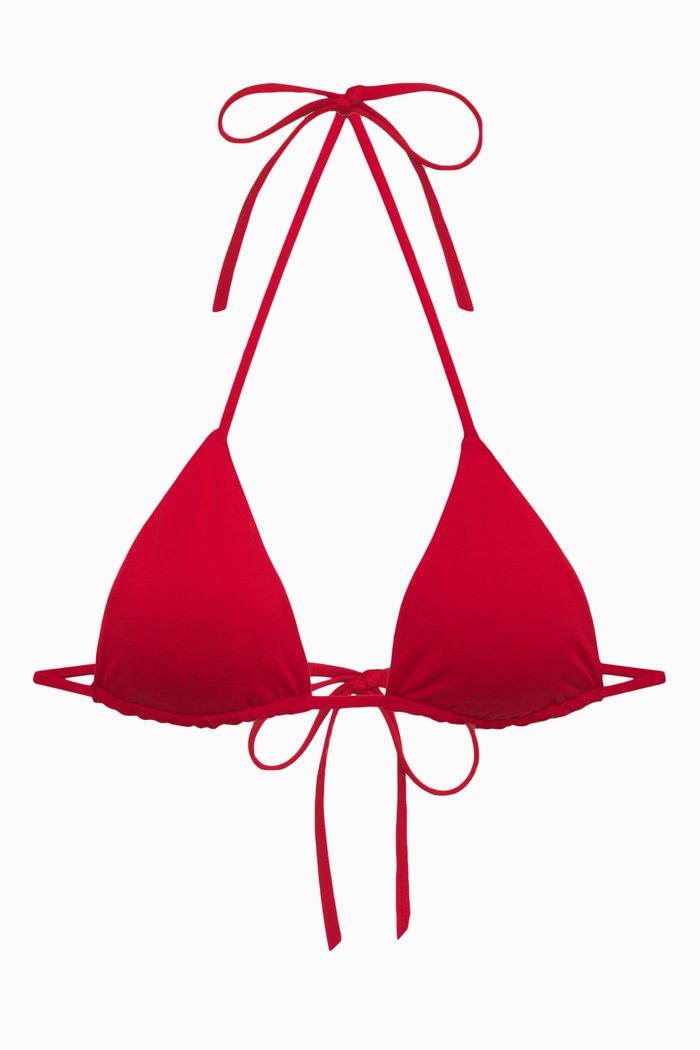 

Nick String Triangle Bikini Top in Stretch Nylon, Red