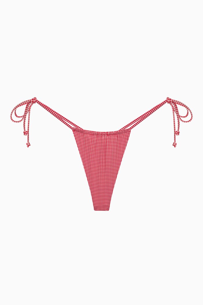 Tia String Bikini Briefs in Stretch Nylon, Red