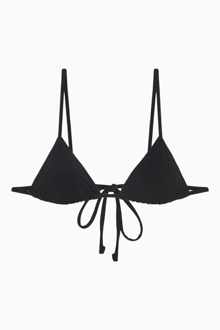 

Lumia Triangle Bralette Bikini Top in Stretch Nylon, Black
