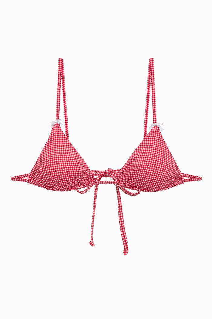 

Lumia Triangle Bralette Bikini Top in Stretch Nylon, Red
