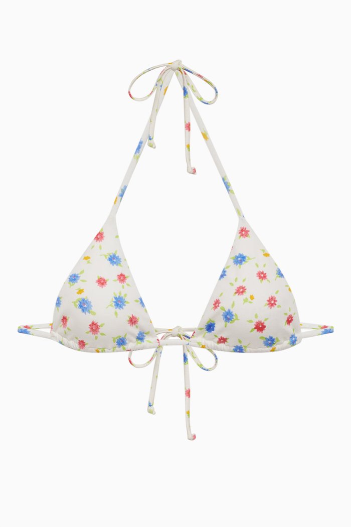 

Nick String Triangle Bikini Top in Stretch Cotton, Multicolour