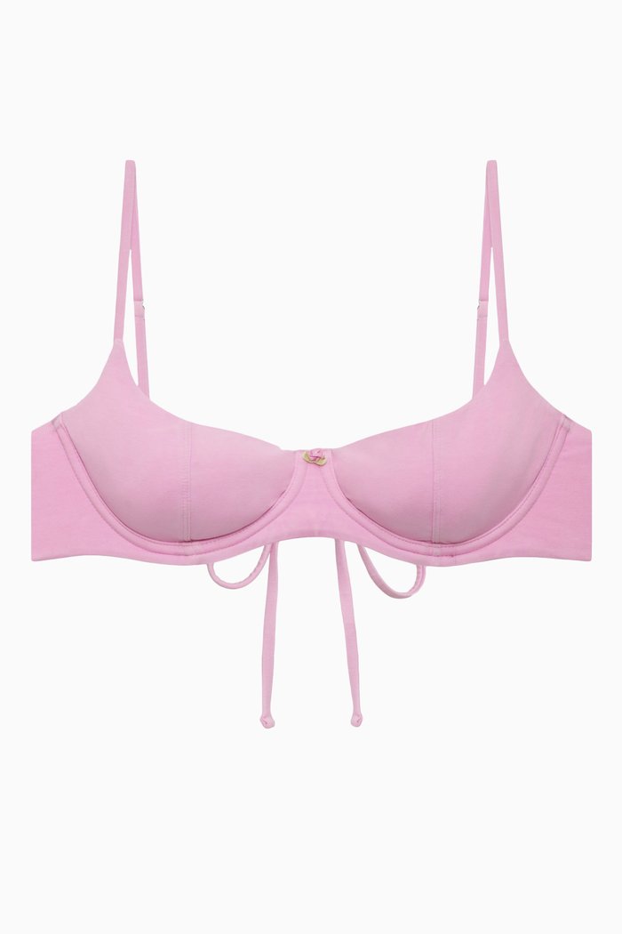 

Cola Underwire Balconette Bikini Top in Stretch Cotton, Pink