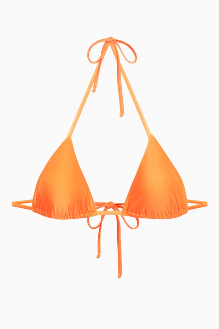 

Nick String Triangle Bikini Top in Satin, Orange