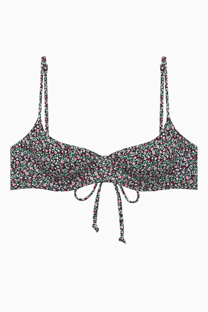 Cola Underwire Balconette Bikini Top in Stretch Nylon, Black