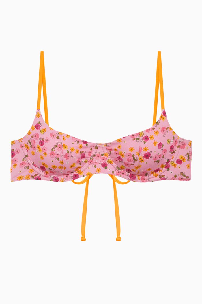 

Cola Underwire Balconette Bikini Top in Stretch Nylon, Pink