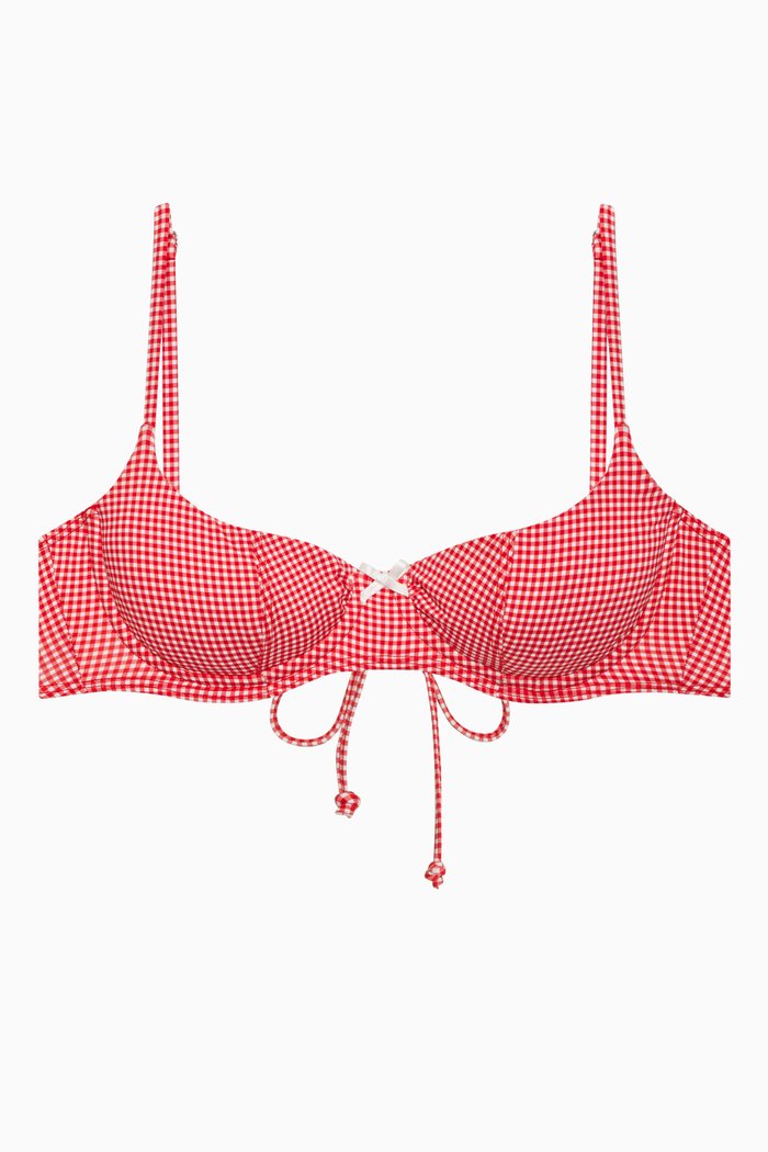 

Cola Underwire Balconette Bikini Top in Stretch Nylon, Red