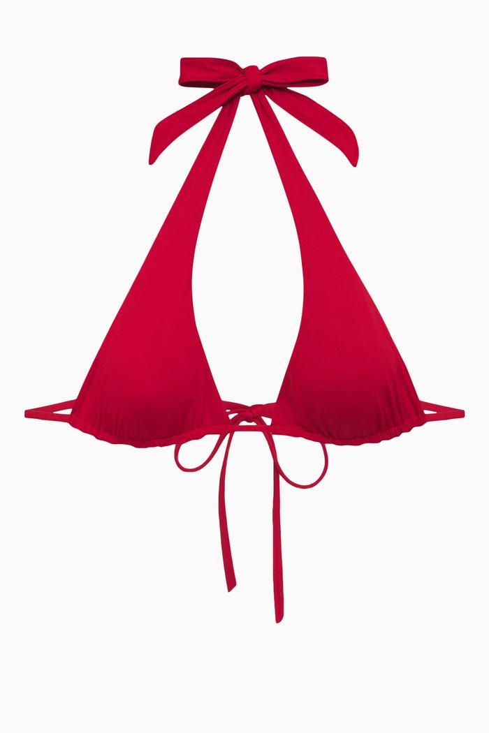 

Diana Halter Bikini Top in Stretch Nylon, Red