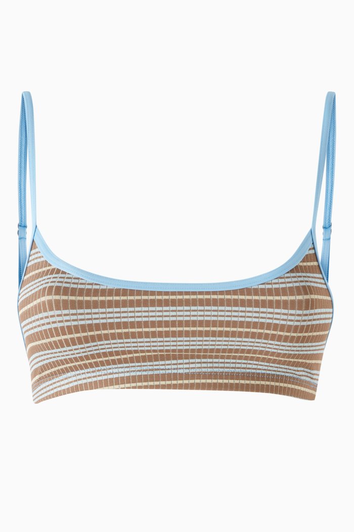 

Bay View Striped Bikini Top, Grey