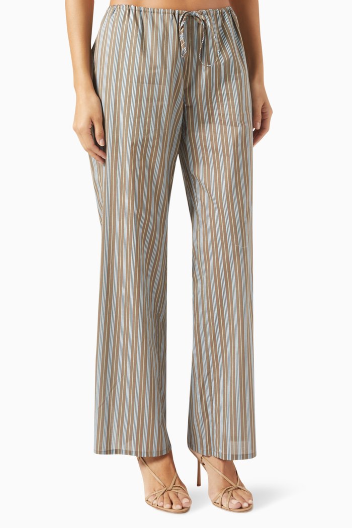 

Daisy Striped Low-waist Pants in Cotton, Grey