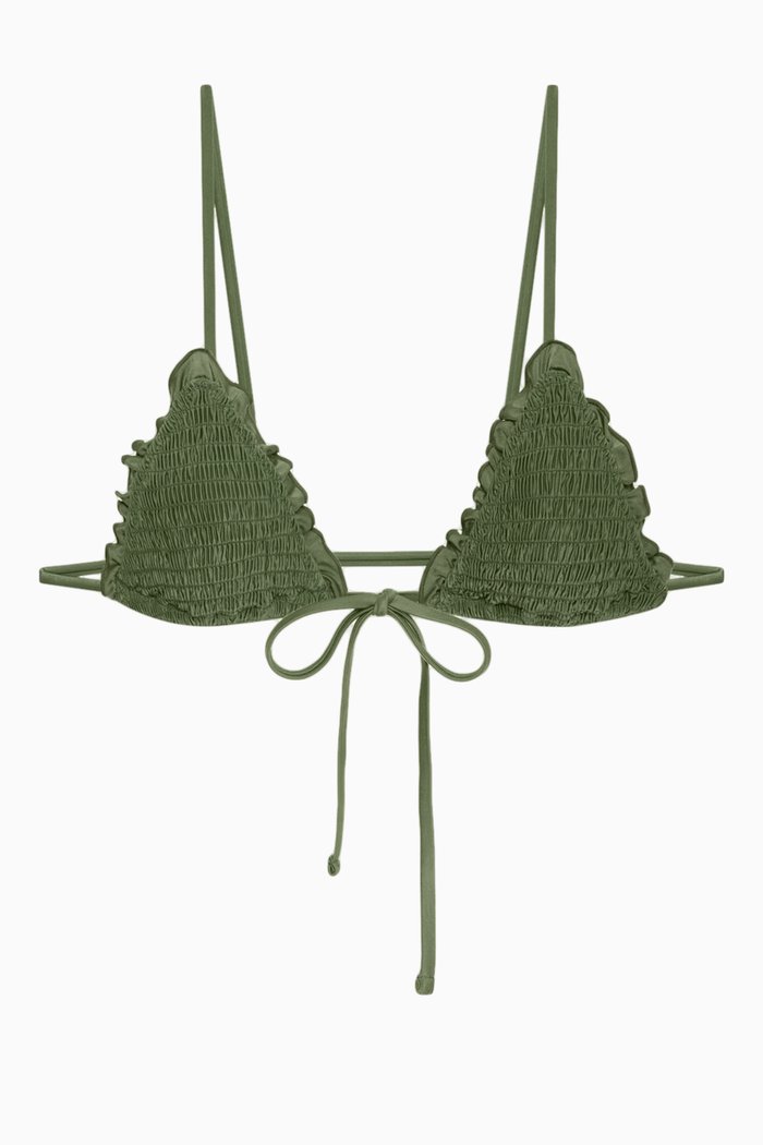 

Penny Shine Triangle Bikini Top, Green