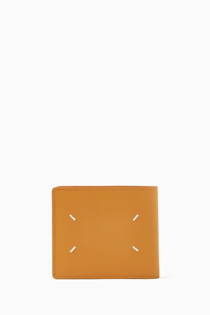 

Four Stitches Card Holder in Grainy Leather, Yellow