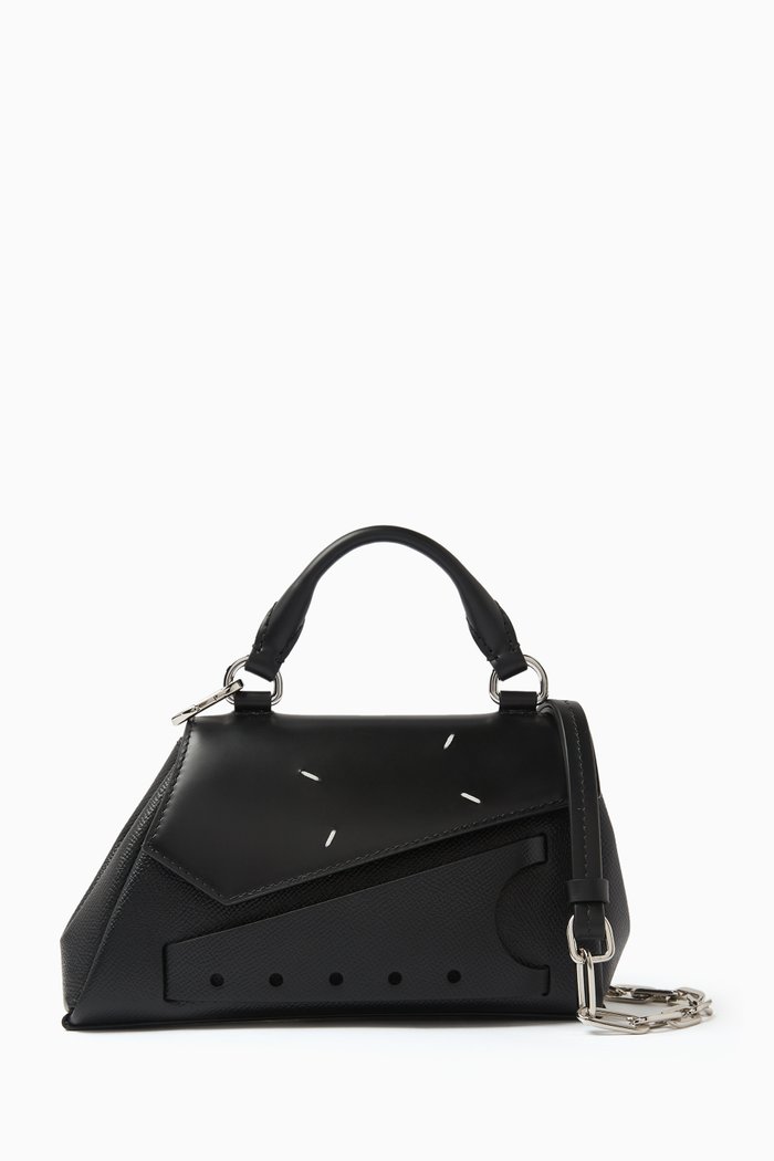 

Snatched Asymmetric Micro Handbag in Leather, Black