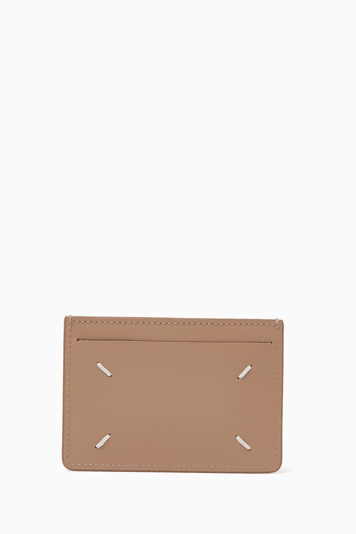 

Logo Card Holder in Grainy Leather, Brown